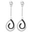 Round Cut Black & White Diamond Multi-Stone Shared-Prong & Bezel-Set Dangle Drop Earrings in White Gold - #CDEAOH5329