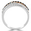 Round Cut Black & White Diamond Multi-Stone 5-Row Fashion Cocktail Prong-Set Ring in White & Rose Gold - #HDR4221-W-R-BLK