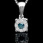 Round Cut Blue Diamond Multi-Stone Shared-Prong Halo Pendant Necklace with Round Cut White Diamond Accents with Chain in White Gold - #CDPEOT5463