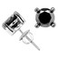 Round Cut Black Diamond Solitaire 4-Prong Stud Earrings with Screwbacks in White Gold - #CDEAHT1336
