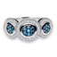 Round Cut Blue Diamond Multi-Stone Cluster Triple-Halo Shared-Prong Cocktail Ring with Round Cut White Diamond Accents in White Gold - #CDFROH2484