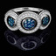 Round Cut Blue Diamond Multi-Stone Cluster Triple-Halo Shared-Prong Cocktail Ring with Round Cut White Diamond Accents in White Gold - #CDFROH2484