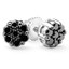 Round Cut Black Diamond Cluster Shared-Prong Stud Earrings with Screw Backs in White Gold - #CDEAOF5589