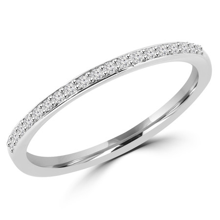 Round Cut Diamond Semi-Eternity Shared-Prong Wedding Band Ring in White Gold - #HR4433-W