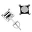 Princess Cut Black Diamond Solitaire 4-Prong Stud Earrings with Screwbacks in White Gold - #CDEACF8814-W