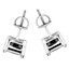 Princess Cut Black Diamond Solitaire 4-Prong Stud Earrings with Screwbacks in White Gold - #CDEACF8814-W