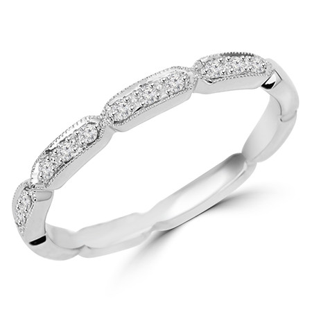 Round Cut Diamond Multi-Stone Prong-Set Wedding Band Ring in White Gold - #HR6411-W