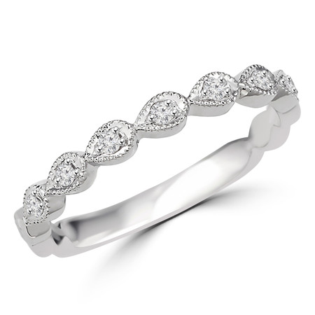 Round Cut Diamond Multi-Stone 3-Prong Wedding Band Ring in White Gold - #HR6412-W