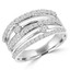 Round Cut White Diamond Multi-Stone 5-Row Fashion Cocktail Prong-Set Ring in White Gold - #HDR4221-W