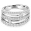 Round Cut White Diamond Multi-Stone 5-Row Fashion Cocktail Prong-Set Ring in White Gold - #HDR4221-W