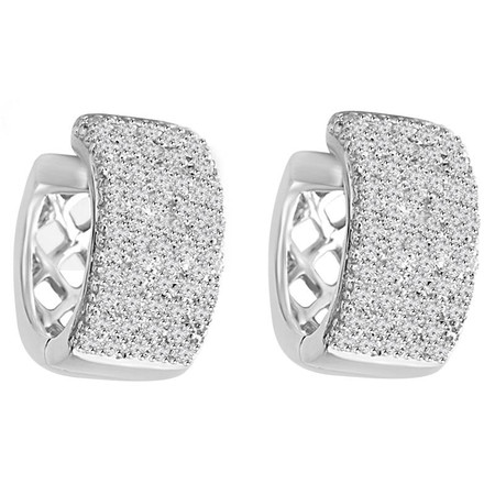 Round Cut Diamond Multi-Stone Huggie Hoop Pave Earrings in White Gold - #HDE1333-HDE1033-W