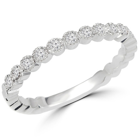 Round Cut Diamond Multi-Stone Bezel-Set Wedding Band Ring in White Gold - #HR6413-W