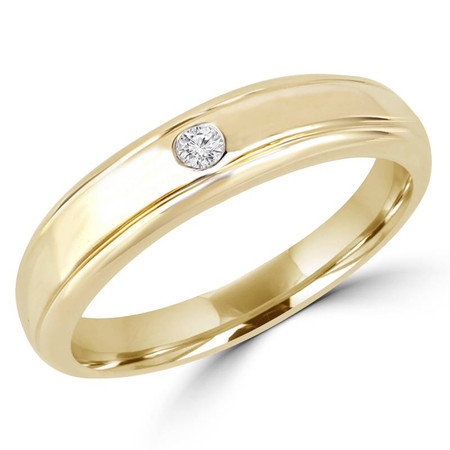 Round Cut Diamond Bezel-Set Comfort Fit Mens Wedding Band Ring in Yellow Gold - #HR2272-Y