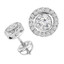 Round Cut Diamond Multi-Stone Bezel-Set Halo Stud Earrings with Round Diamond Accents & Screwbacks in White Gold - #HE4900-W