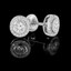 Round Cut Diamond Multi-Stone Bezel-Set Halo Stud Earrings with Round Diamond Accents & Screwbacks in White Gold - #HE4900-W