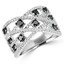 Round Cut Black & White Diamond Multi-Stone Prong-Set Fashion Cocktail Ring in White Gold - #CDFROC0447