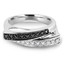 Round Cut Black & White Diamond Multi-Stone Criss Cross Prong-Set Cocktail Ring in White Gold - #ESFF22