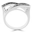 Round Cut Black & White Diamond Multi-Stone Criss Cross Prong-Set Cocktail Ring in White Gold - #ESFF22