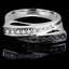 Round Cut Black & White Diamond Multi-Stone Criss Cross Prong-Set Cocktail Ring in White Gold - #ESFF22