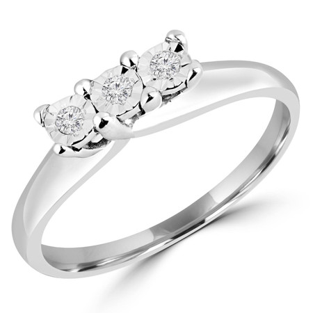 Round Cut Diamond Three-Stone Illusion-Set Trellis Engagement Ring in White Gold - #GNFX68-W