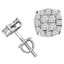 Round Cut Diamond Multi-Stone Cluster Pave Stud Earrings with Screwbacks in White Gold - #EAOQ6816