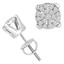 Round Cut Diamond Multi-Stone Cluster Pave Stud Earrings with Screwbacks in White Gold - #EAOT3249