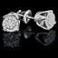 Round Cut Diamond Multi-Stone Cluster Pave Stud Earrings with Screwbacks in White Gold - #EAOT3249