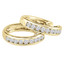 Round Cut Diamond Multi-Stone Huggie Hoop Channel-Set Earrings in Yellow Gold - #HDE2622-Y