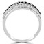 Round Cut Black & White Diamond Multi-Stone 5-Row Fashion Cocktail Prong-Set Ring in White Gold - #HDR4221-W-BLK
