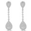 Round Cut Diamond Dangle Drop Vintage Multi-Stone Shared-Prong Earrings in White Gold - #EAOC8194