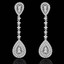Round Cut Diamond Dangle Drop Vintage Multi-Stone Shared-Prong Earrings in White Gold - #EAOC8194