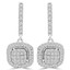Round Cut Diamond Dangle Hoop Multi-Stone Pave-Set Earrings in White Gold - #EAHT9139G
