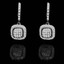 Round Cut Diamond Dangle Hoop Multi-Stone Pave-Set Earrings in White Gold - #EAHT9139G