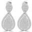 Round Cut Diamond Drop Vintage Multi-Stone Pave-Set Stud Earrings with Screwbacks in White Gold - #EAOC7360G