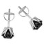 Round Cut Black Diamond Solitaire 6-Prong Stud Earrings with Screwbacks in White Gold - #G4D6-W-BLK