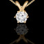 Round Cut Diamond Solitaire 6-Prong Pendant Necklace with Chain in Yellow Gold - #P6R-Y