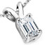 Emerald Cut Diamond Solitaire 4-Prong Pendant Necklace with Chain in White Gold - #PE5-W-EM