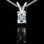 Emerald Cut Diamond Solitaire 4-Prong Pendant Necklace with Chain in White Gold - #PE5-W-EM
