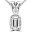 Emerald Cut Diamond Solitaire 4-Prong Decorative-Bail Pendant Necklace with Chain in White Gold - #PEF-W-EM