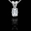 Emerald Cut Diamond Solitaire 4-Prong Decorative-Bail Pendant Necklace with Chain in White Gold - #PEF-W-EM