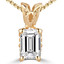 Emerald Cut Diamond Solitaire 4-Prong Decorative-Bail Pendant Necklace with Chain in Yellow Gold - #PEF-Y-EM