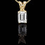 Emerald Cut Diamond Solitaire 4-Prong Decorative-Bail Pendant Necklace with Chain in Yellow Gold - #PEF-Y-EM