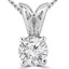 Round Cut Diamond Solitaire 4-Prong Decorative-Bail Pendant Necklace with Chain in White Gold - #PRF-W