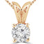 Round Cut Diamond Solitaire 4-Prong Decorative-Bail Pendant Necklace with Chain in Yellow Gold - #PRF-Y