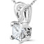Princess Cut Diamond Solitaire V-Prong Decorative-Bail Pendant Necklace with Chain in White Gold - #PSF-W