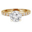 Round Cut Diamond Multi-Stone 4-Prong Engagement Ring with Round Diamond Accents in Yellow Gold - #HR10362-Y