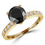 Round Cut Black Diamond Multi-Stone 4-Prong Engagement Ring with Round White Diamond Accents in Yellow Gold - #HR10362-Y-BLK