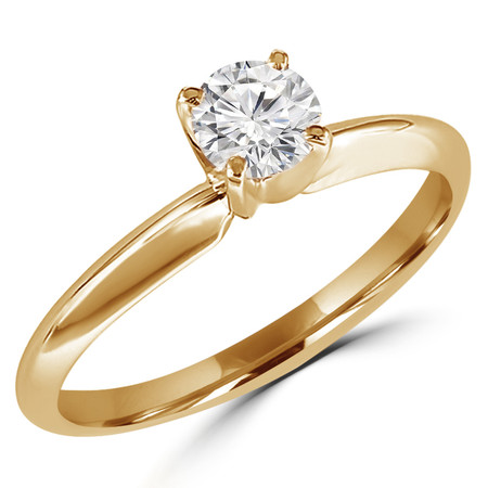 Round Cut Diamond Solitaire 4-Prong Engagement Ring in Yellow Gold - #S4R-Y
