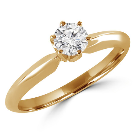 Round Cut Diamond Solitaire 6-Prong Engagement Ring in Yellow Gold - #S6R-Y