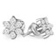 Round Cut Diamond Multi-Stone Star Motif Shared-Prong Stud Earrings with Screwbacks in White Gold - #C425H-W
